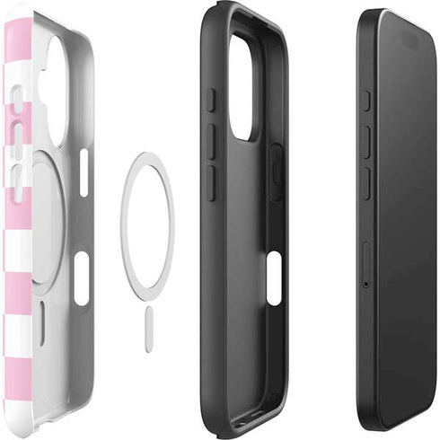 Pink and White Checkerboard iPhone 16 Plus Magsafe Impact Case